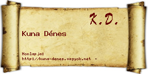 Kuna Dénes névjegykártya